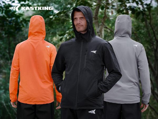 KastKing HydroArmor Lightweight Rain Jacket, 2.5-Layer Waterproof Fishing Hiking Rain Suit for Men, Packable Rain Gear