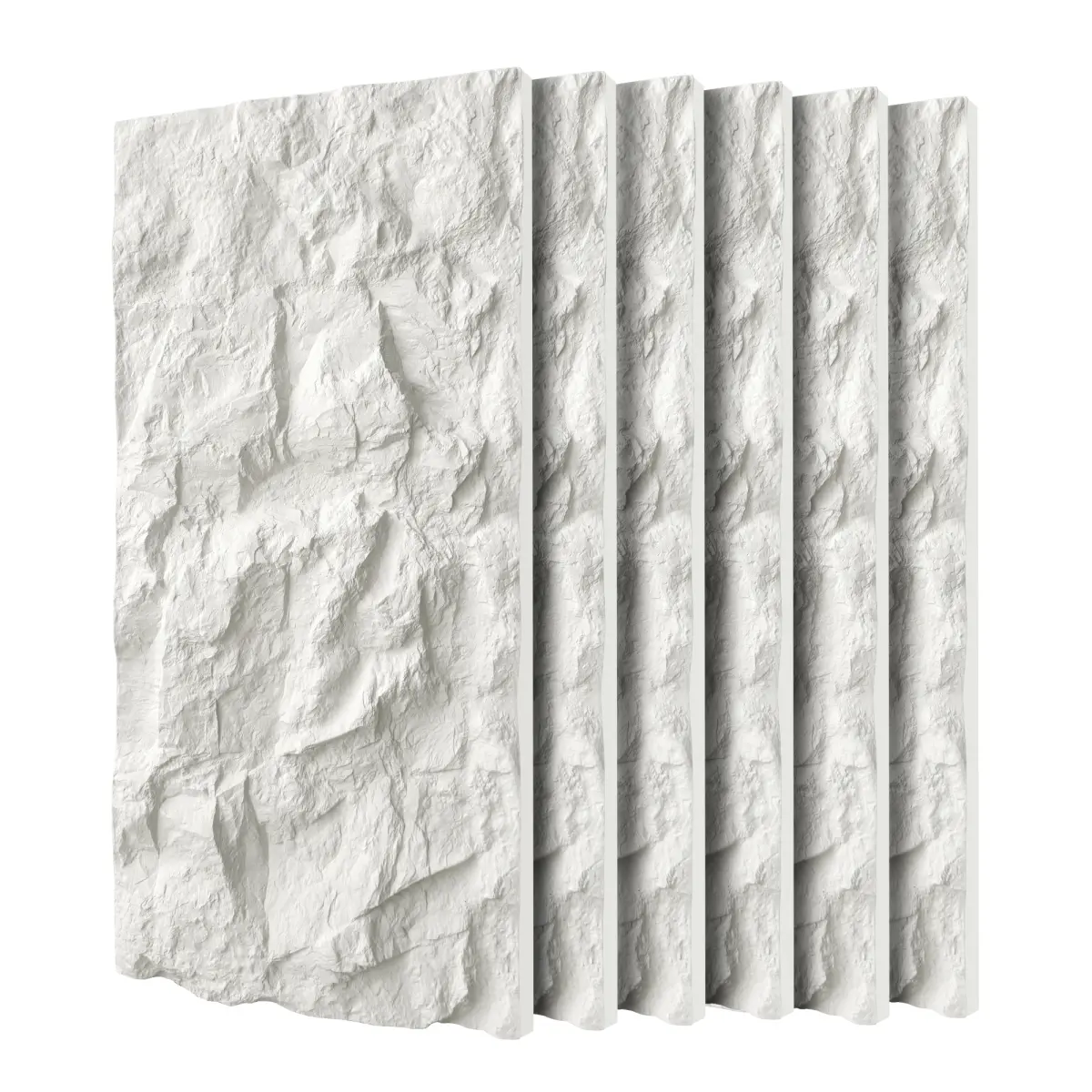 3D Faux Stone Wall Panels, 6 PCS PU Wainscoting, 47.24"*23.62"*2.76" White Marble Rock Stone Texture, Flame-Resistant Lightweight Waterproof for TV Wall Office Living Room, Wall Paneling, Decorative Wall Panels