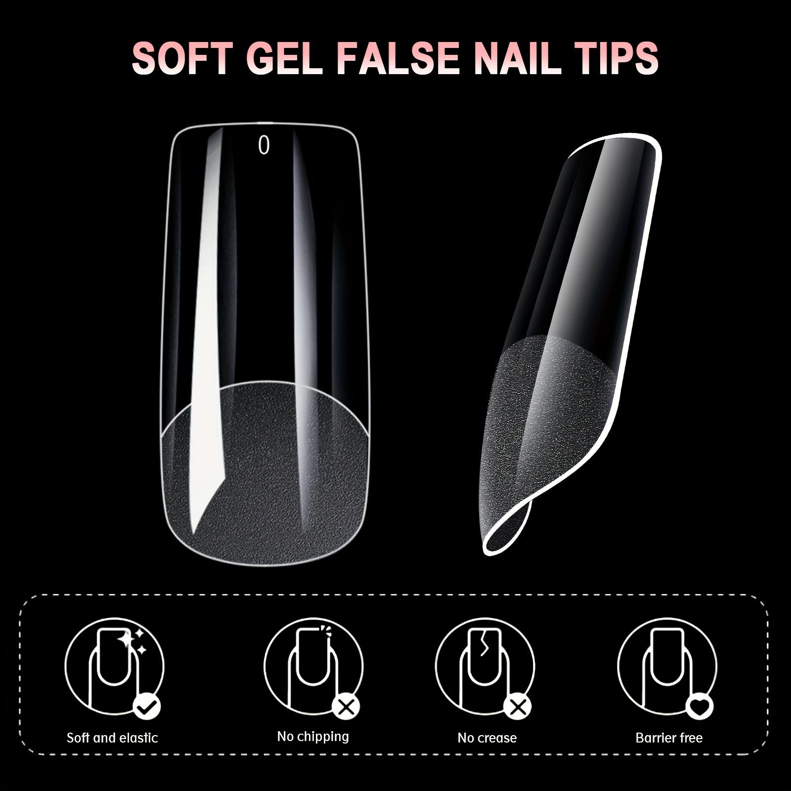 600pcs Soft Gel Nail Tips Half Matte Clear Acrylic Pre-shaped False Tips for Nail Extension Manicure Tools Nude Color Tone Geometric Pattern