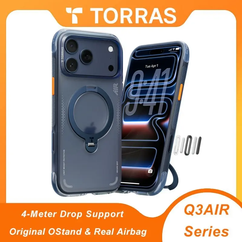 SummerVibes TORRAS Q3Air for iPhone 17/16/15 Pro Max Case with 360° Ring Stand & Airbag Protection 4-Meter Anti-Fall Shockproof Cover tiktokshopbacktoschool,back to school,back to school haul