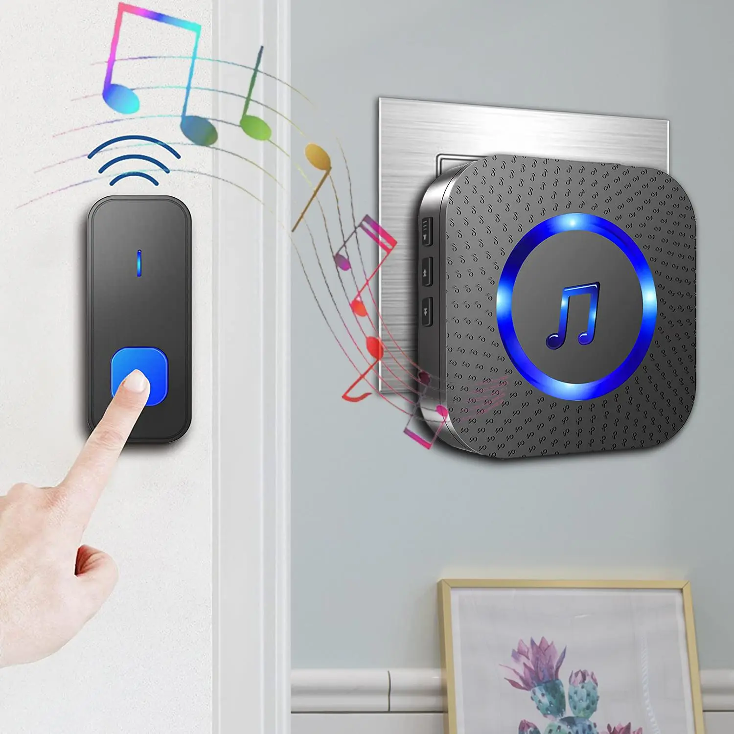 Wireless Smart Doorbell Mini CB-11 - IP55 Dustproof All-Weather Resistance, FM Signal, 1000 ft Long Range, 52 Melodies, 5 Volume Levels, LED Flash, Battery-Powered No Wires, Wall Mount, Easy Installation for Homes, Offices