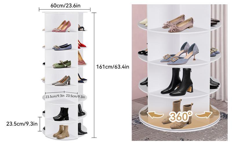 360° Rotating 7-Tiers Organizer Shoe Rack, Fits 24-28 Pairs of Shoes, Spinning and Revolving Round Shoe Rack, for Entryway Living Room Hallway