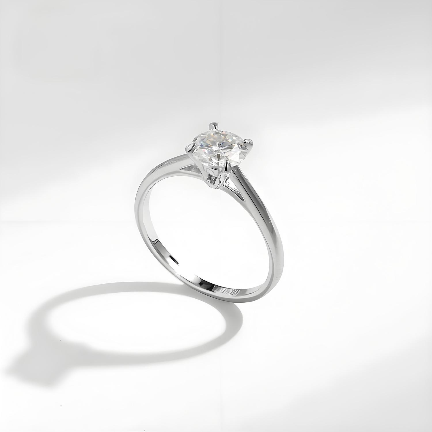 Delzzad 18K Gold-Plated Solitaire Four-Prong Ring Lab-Created Moissanite Engagement Ring Band for Her Best Gift Christmas Gift Delzzad 18K Gold-Plated Solitaire Four-Prong Ring Lab-Created Moissanite Engagement Ring Band for Her Best Gift Christmas Gift