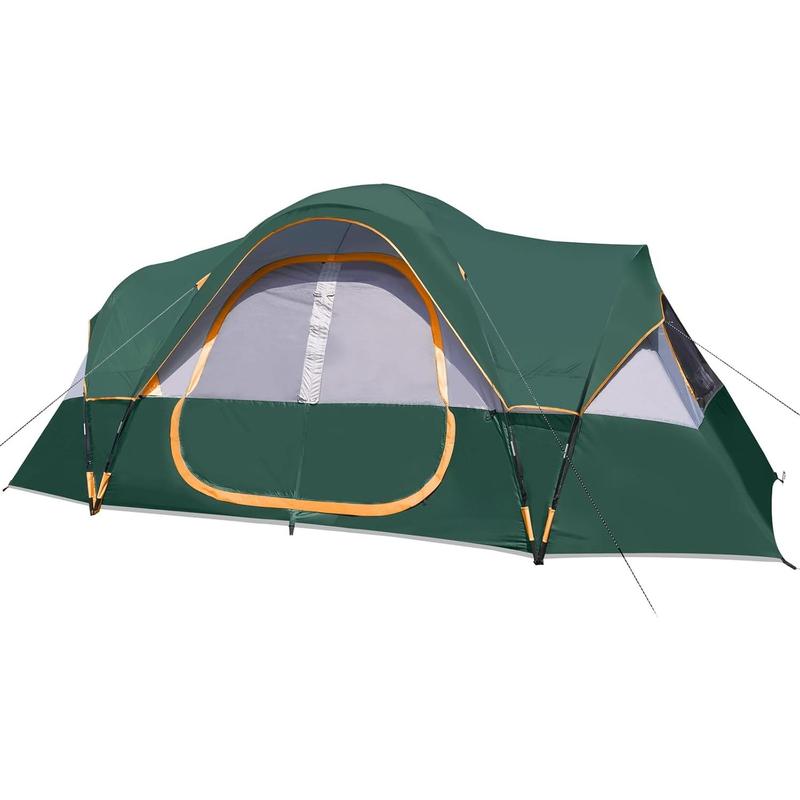 Camping Tent 10-Person-Family Tents, Parties, Music Festival Tent, Big, Easy Up, 5 Large Mesh Windows, Double Layer, 2 Room, Waterproof, Weather Resistant, 18ft x 9ft x78in