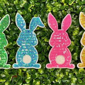 Sequin Bunny Iron On Hat Patch | Easter Hat Patch