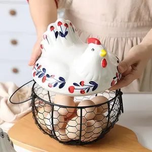 Chicken Egg Holder Basket for Countertop | Large Capacity 20–25 Egg Storage Organizer | Farmhouse Kitchen Decor with Lid & Handle | Cute Rustic Display Piece | Perfect Housewarming, Wedding & Holiday Gift