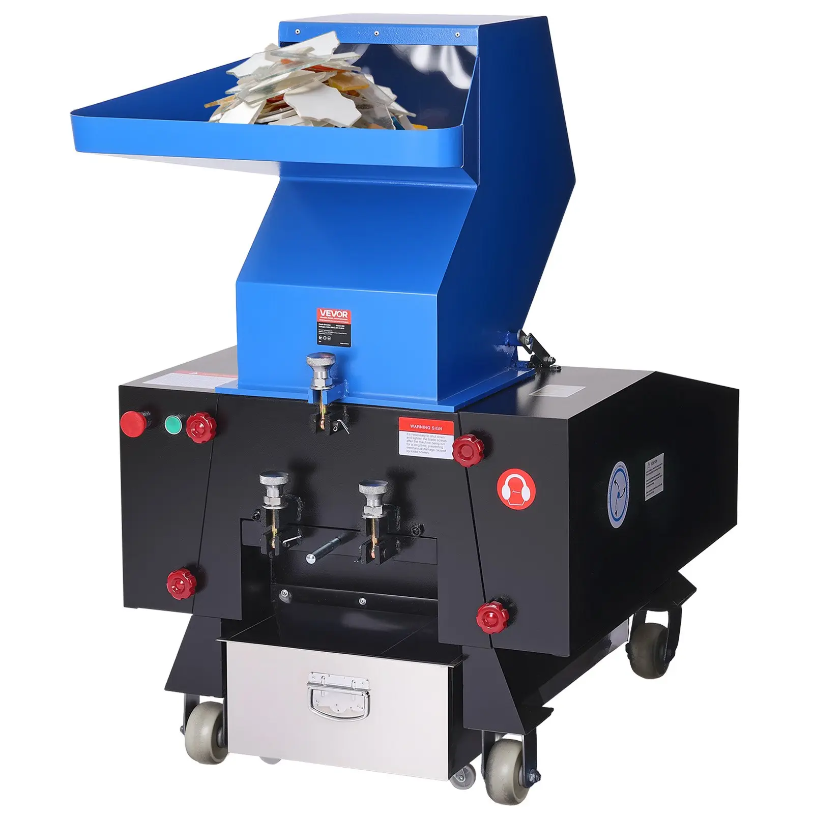 【Summerfinds】 VEVOR Plastic Shredder Crusher, 5.5HP/4.0KW Plastic Grinder Granulator, 150-200kg/h Capacity Pulverizer Recycling Machine with Wheels, SDK-11 Blade 8mm Mesh for PVC PTFE (220V 60Hz 3-Phase)dealsforyoudays