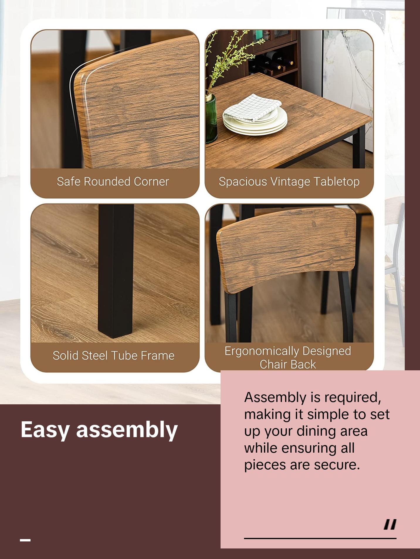 Charming 5 Piece Dining Table Set Modern Counter Height Dining Table and Chairs Set Dark Walnut