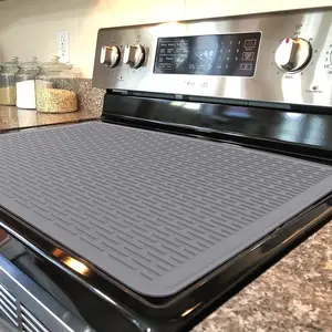 28"x 20"Silicone Stove Top Covers for Glass Top, Glass Cooktop Protector, XL Dish Drying Mats For Kitchen,with Texture Design for Easy Cleaning & Storage,Gray