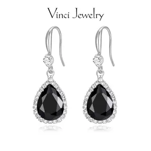 925 Vintage Black Onyx Drop Earrings with Exquisite 5A CZ Design, Elegant Syntheitc Obsidian Ear Jewelry for Women, Valentine's Day Birthday Jewelry Gift for Lover, Girls, Mother, Daily Wear and Party Jewelry