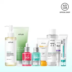 [Anua] Affordable Full-Korean Glass Skincare Routine Set｜8 Essential Tiktok Viral Items in one bundle｜For Hydration, Hyperpigmentation & Redness Care Set ｜ Cleansers, Toner, Serums, Moisturizer, Eyecream, SPF