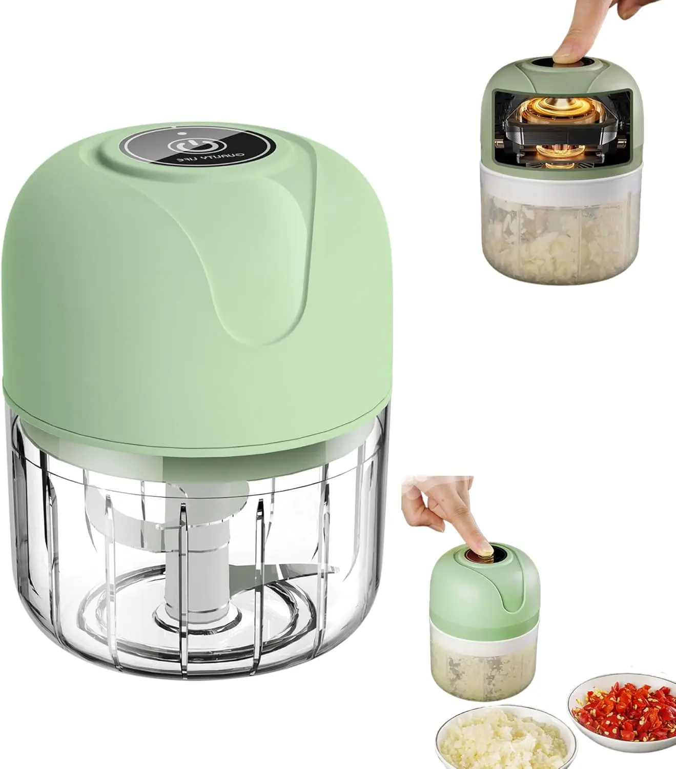 250ML Mini USB Rechargeable Electric Garlic Grinder - Portable Vegetable Food Chopper, Kitchen Utensil for Onions, Peppers, Tomatoes, Cordless Cutting