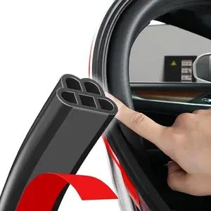 Double Layer Car Door Rubber Seal Strip B-Shape Soundproof Self Adhesive Automotive Weather Stripping for SUV Truck RV Door Hood Tailgate Trunk Universal Auto Sealing Strip Accessory Car Door Seal Strip Decoration Strip Sealant Strip Fit Rubber Seal Strip