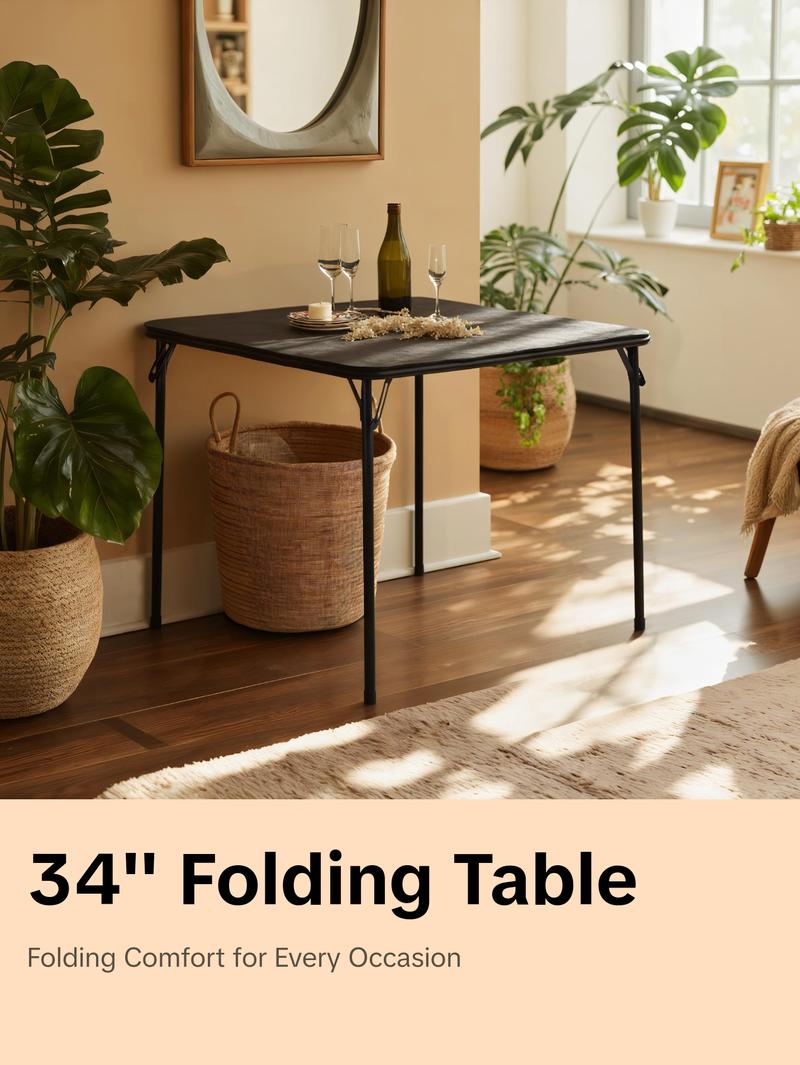 【Deal】Homy Casa 34'' Folding Card Table with Padded Tabletop, Portable Table for Indoor/Outdoor Parties Picnics Games Camping