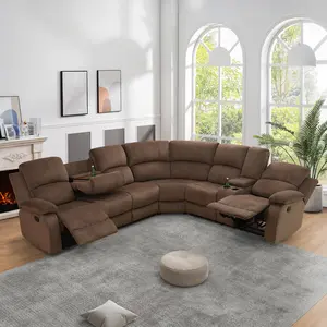 Brown Pineapple Fabric 3-Piece Intelligent Recliner Sofa Set, Modern Adjustable Comfort Couch, Sturdy Frame & Breathable Fabric for Living Room Apartment