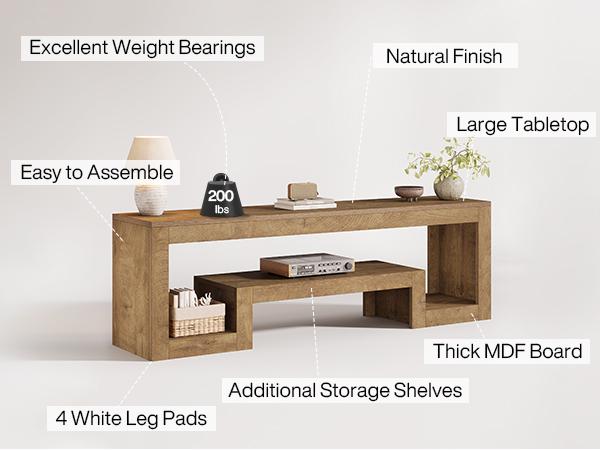 LITTLE TREE 63-Inch TV Stand for 55/60/65/75-Inch TVs, Farmhouse Entertainment Center with Open Storage Shelves, Wood Television Console for Living Room, Bedroom