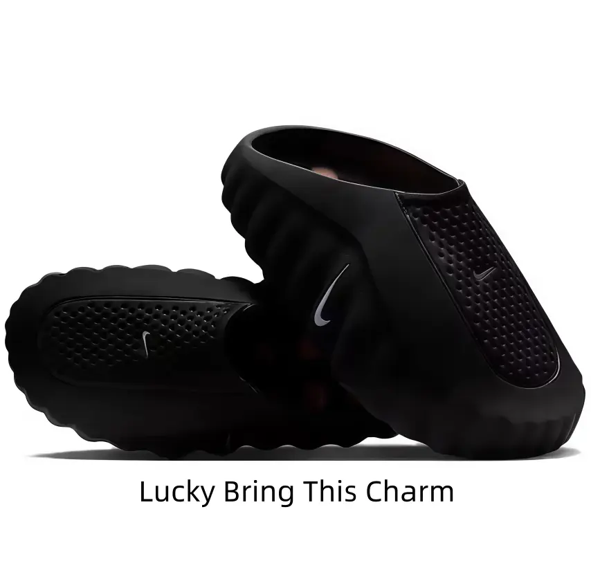 All Black Wave Edge Hollow Slide Sandals, Perforated Breathable Forefoot Non-Slip Thick Traction Sole Slip On Shower Beach Slides For Men Women