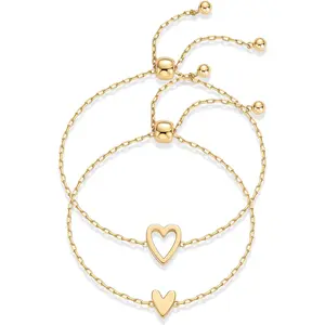 Valentine's Day Heart-Shaped Pendant Couple Bracelet Set Exquisite Design Adjustable Friendship Bracelets Gift Box Packaging High-Quality Material Comfortable & Versatile