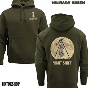 Coyote Night Life Hunting Hoodie - Hunting Coyote Hoodie Thermal Predator Hunter Gear - Pullover Hoodie Mens Gift - Gift For Hunters