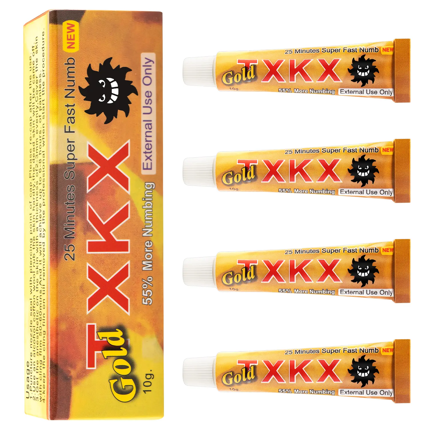 TXKX Gold Tattoo Cream Fast Numbing Topical Cream Gentle Non-Irritating Super Fast Numb in 25 Minutes for Tattoo Enthusiasts