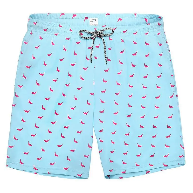 Men's Swim Trunks - Lightweight Beach Trunks with Surf Style Novelty Print, Quick-Dry, Breathable Mesh Lining, Adjustable Drawstring Waist, Outdoor Swimwear Shorts, Pool, Tropical, Boating, Above The Knee, Uv-Protective