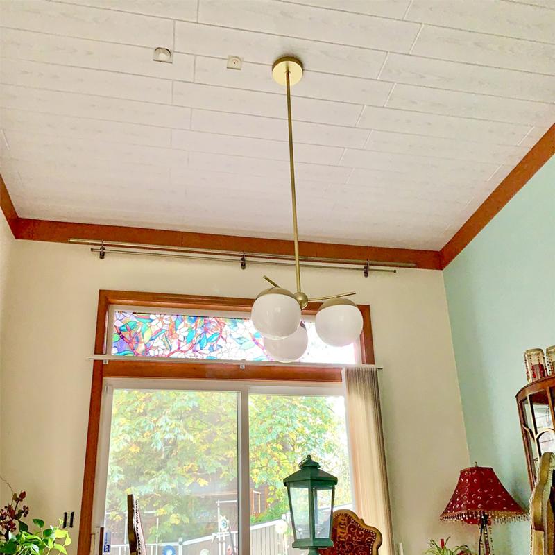 A La Maison Ceilings Country White 0.5 ft. x 3 ft. Glue up Foam Wood Ceiling Tiles Planks (19.5 sq. ft./case) (12-Pack)