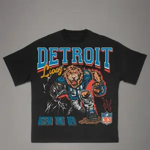 Detroit Defend That Den Shirt, Lions Football Fan T-shirt Classic Cotton Fabric Medium Menswear Tops Casual Graphic Design Tshirt