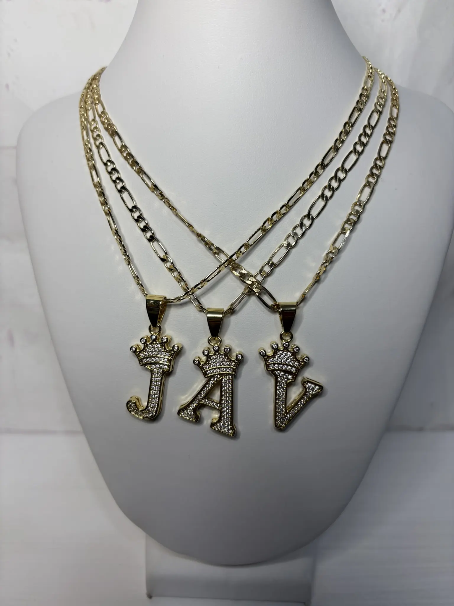 Crown Initials Necklace - Sparkling Rhinestone Letter Pendant with Crown on Gold-Tone Chain - Elegant & Perfect for Everyday Wear or Gifting