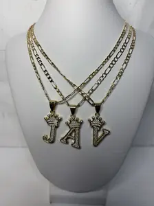 Crown Initials Necklace - Sparkling Rhinestone Letter Pendant with Crown on Gold-Tone Chain - Elegant & Perfect for Everyday Wear or Gifting