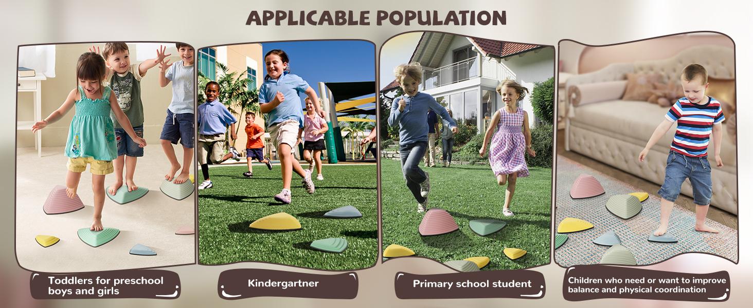 Set of 12/25 Children's sensory balance training stepping stone in macaroon for coordination and strength Stepping stone with rubber non-slip sides. kid Rainbow Stepping Stones Set Safety Parks outdoor play equipment Kindergartens