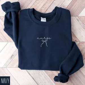 Coquette Bow Nurse Sweatshirt, Cute Trendy Nurse Crewneck, Perfect Nurse Gift