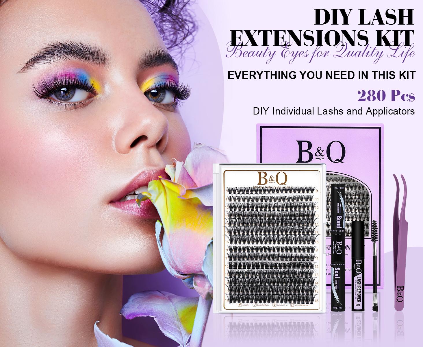 B&Q 30D+40D Lash Kit l Natural Look Long Lasting Lashes Beginner Friendly Eyelashes with Bond&Seal Remover Extensions at Home FebStockup