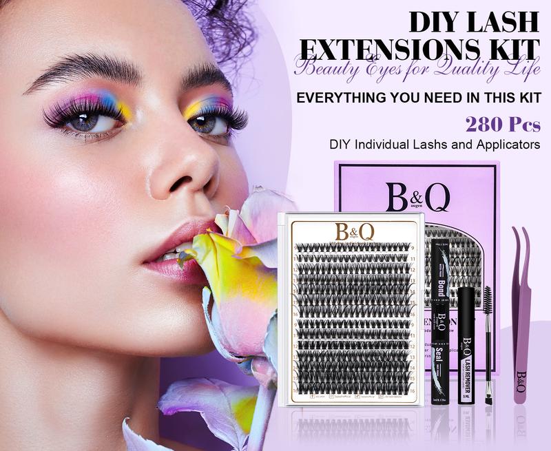 B&Q 30D+40D Lash Kit l Natural Look Long Lasting Lashes Beginner Friendly Eyelashes with Bond&Seal Remover Extensions at Home Valentine Gif