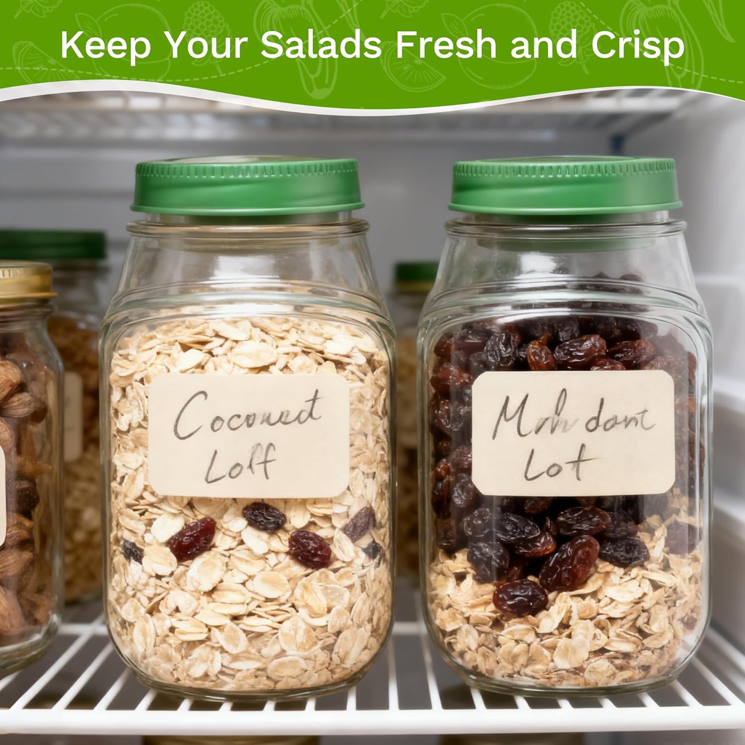 Salad Jar with Side Opening, Mason Jar Salad Container for Lunch with Dressing Compartment, Leak-Proof Portable Pod Jar, Microwave & Dishwasher Safe Meal Prep Box for Home, Office, Travel, Leakproof Container