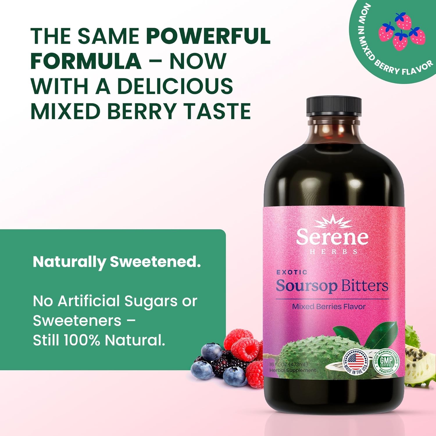 Serene Herbs: Soursop Bitters, Mixed Berries Flavor Healthcare Dietary vitamins women Supplement Fitness Natural