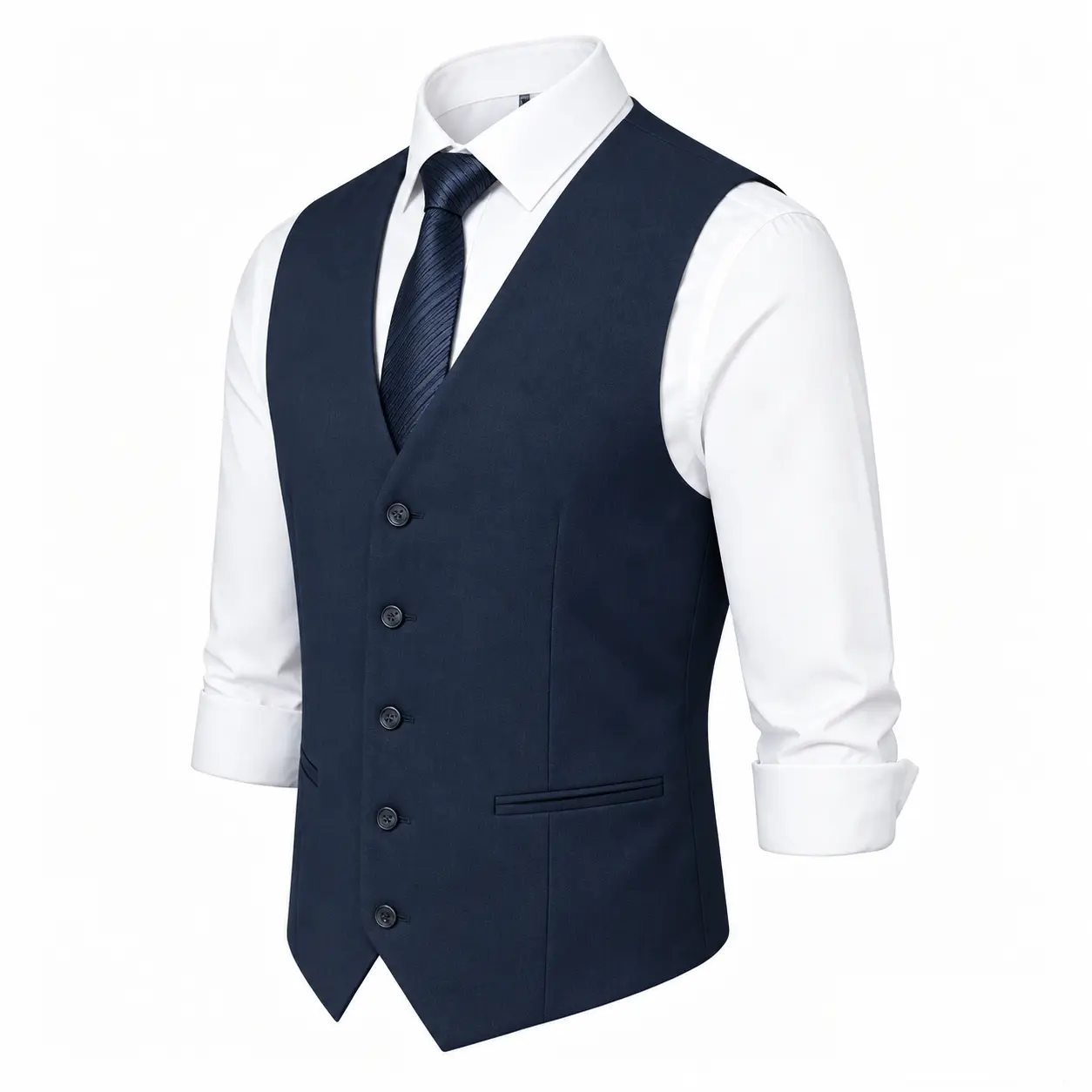 TweedLad Menswear Sleeveless Better-Fitting Formal Suit Vest, Ideal for Formal Wear, Workwear, Wedding & Tuxedo Ensembles, Urban Fashion Plain Button Vest, Business Wear, Better-Fitting Men's Suit Vest Navy Beige