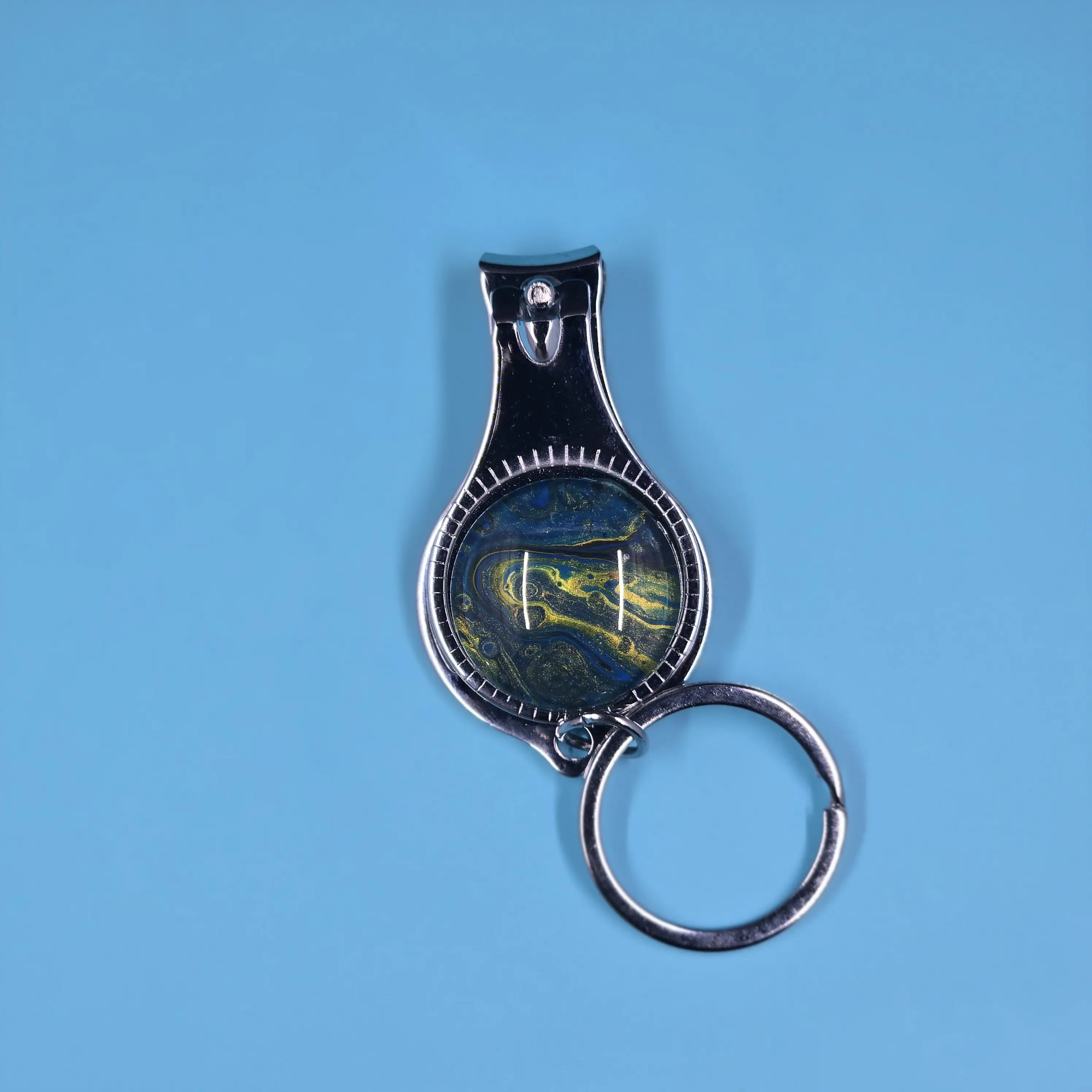 Nail Clipper Keyring hand painted cabochon accent