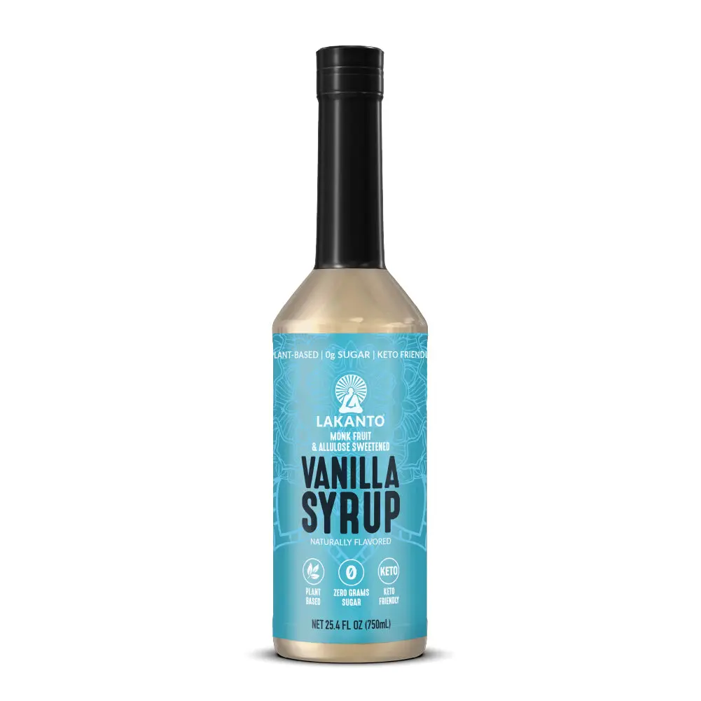 Lakanto Simple Flavoring Syrup - Monk Fruit Sweetener with Allulose, Perfect for Coffee, Tea, Cocktails, Snow Cones, Sodas, Other Healthy Beverage Drinks, Keto, Vegan (Vanilla - 25.4 fl oz)