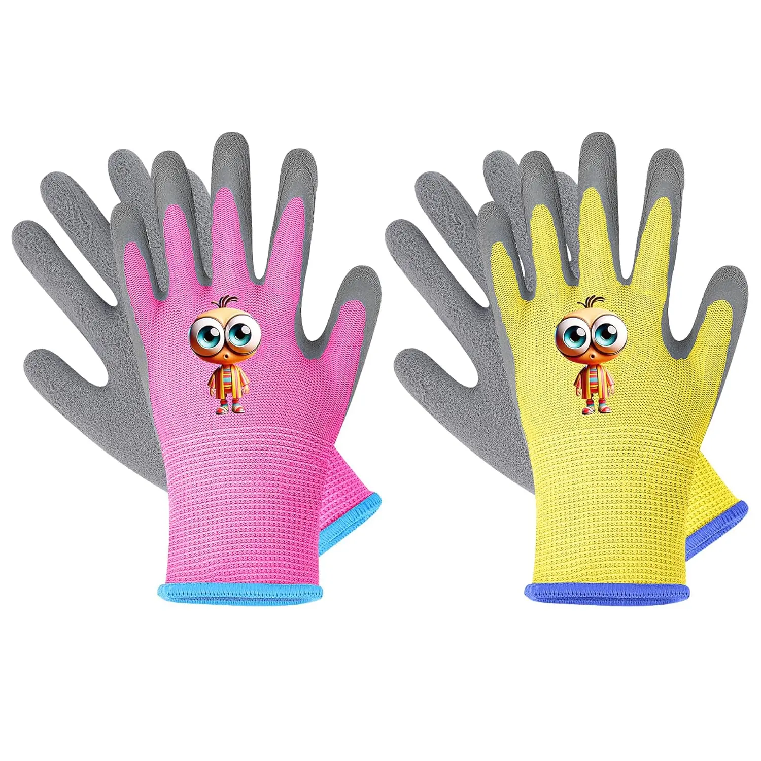 P-GCS09   Kids Gardening Gloves, 2 Pair Toddler Gardening Gloves, Girls Glove, Rubber Non-Slip Safety Work Gloves for Kids, Youth, Garden, Fishing, Cycling and Gardening Tools (Ages 3-5)