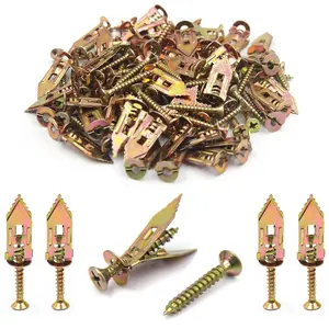 200Pcs Self Drilling Drywall Anchors with Screws, 50Pcs Metal Self-Drilling Anchors and 50Pcs Screws Kit, No Drill Or Holes in Wall for Fixing TV, Shelf, Cabinet, Curtains, Calligraphy