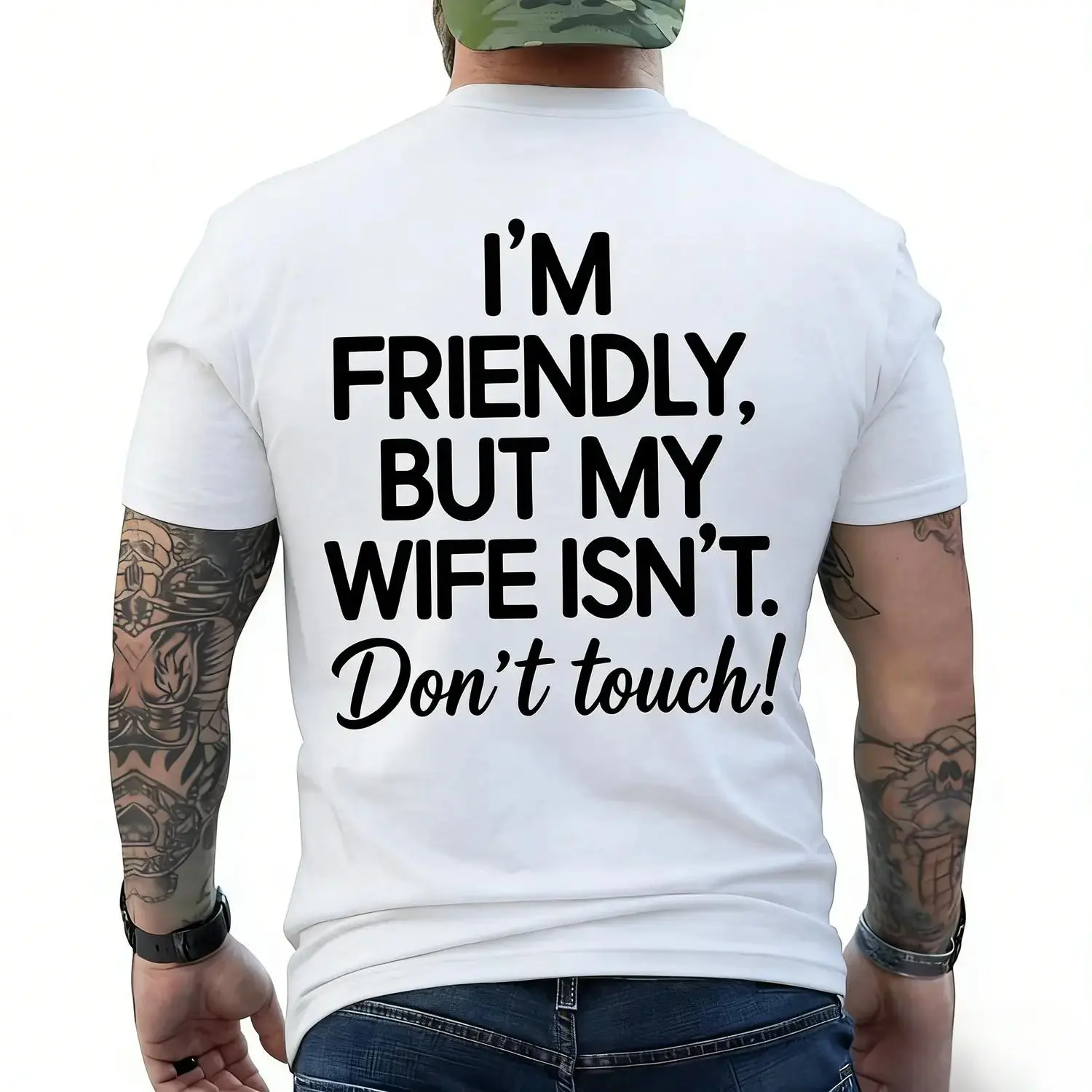 Women's "Friendly Yet Unfunny Wife Warning" Short-Sleeve Round Neck Top, Casual Streetwear Cozy Loose Pullover, Fall Outfit Hoodie, Shortsleeve, T-Shirt,back to school,back to school shopping
