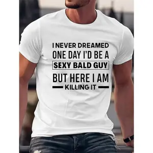 Hilarious Bald Joke T-Shirt for Men – 'Sexy Bald Guy' Saying on Soft Black Crew Neck
