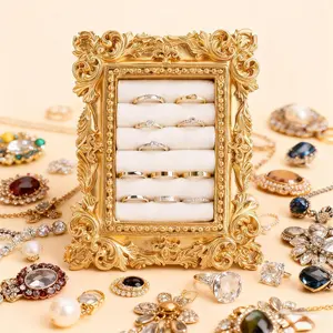 Vintage Ring Holder, Elegant Earrings Display Holder,Vintage Jewelry Display Frame Earring Tray Anniversary Engagement Baroque Organizer Photo Prop for Women Anniversary Favor & Wedding