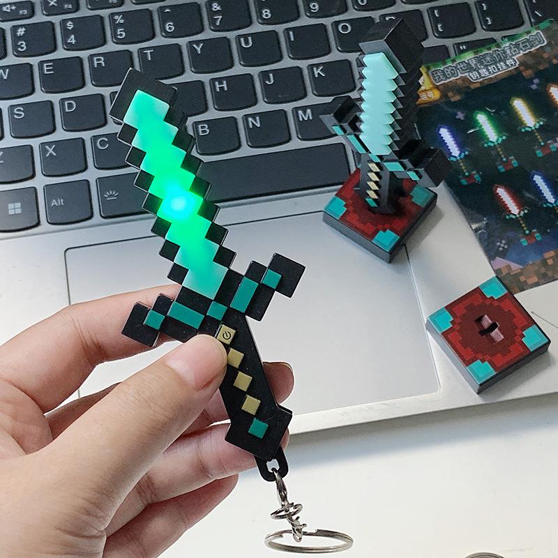 Diamond Glow Sword Keychain Model Mini Toy Weapon Pendant