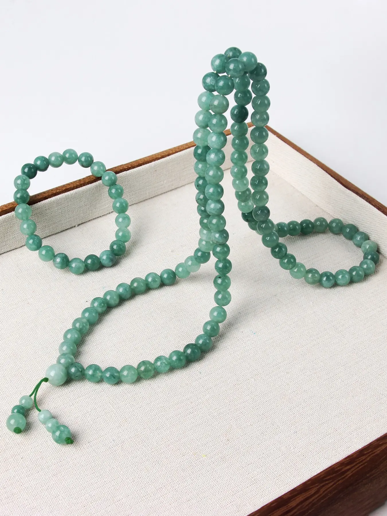 Nature Jade Necklace Bracelet Set, 99 Handmade Beads Long Spiritual Prayer Malas, Vintage Elegant Long Necklace, Polyamide Material, Quality, Durable, Versatile, Aesthetic, Unique, Accessories