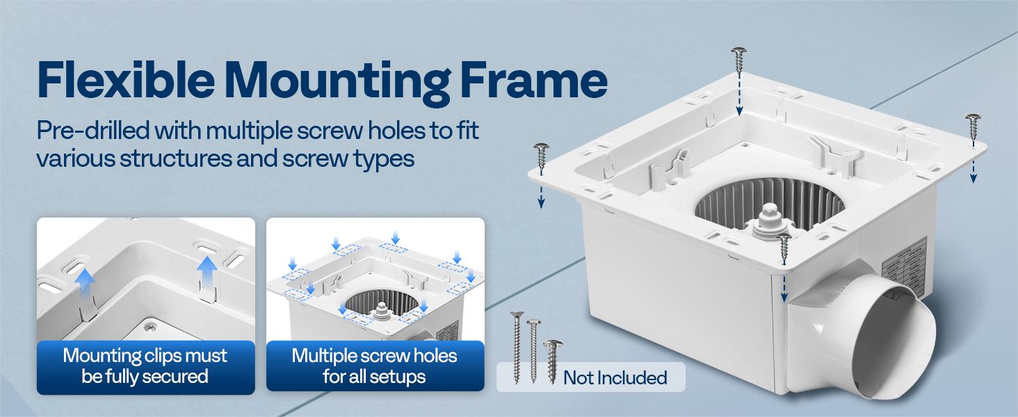 VIVOHOME Bathroom Exhaust Fan with Light, Ceiling Ventilation Fan, 3-Color Adjustable LED (3000K/4500K/6500K), 4" Duct Mount for Shower & Home Use