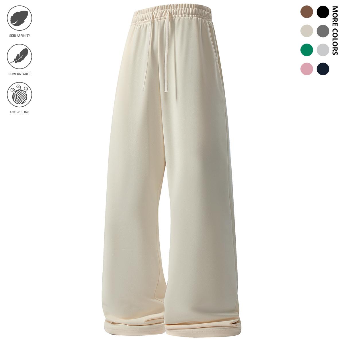 Men's casual sports pants, wide-leg pants, featuring an elastic waistband with drawstring design, casual sports pants suitable for running, fitness, and outdoor activities wear, sports pants, men's trousers