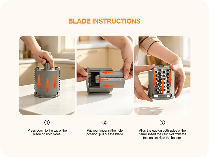3-in-1 Electric Vegetable Slicer, Fast Kitchen Chopper & Shredder with 3 Blades for Slicing, Shredding & Grinding, Safe Hands-Free Operation