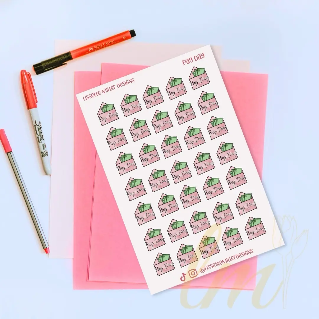 Payday Planner Sticker Sheet | Planner Stickers | Daily Planner Stickers | Adorable Payday Stickers Calendar Notebook