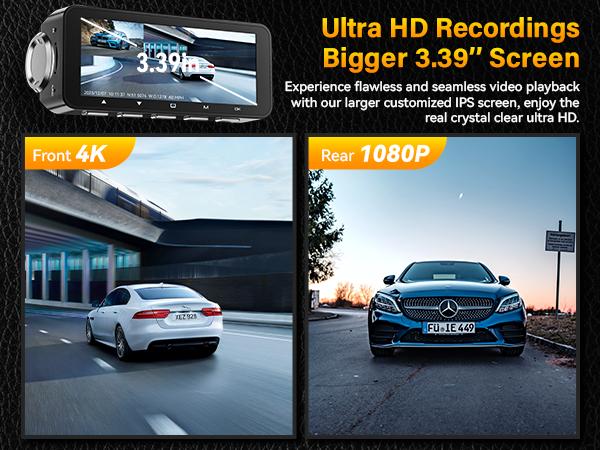 【Hardwire Kit】FocuWay D2 Duo Dash Cam Front and Rear, True 4K Front + 1080P Rear, 24H Parking Mode, Free 64GB Card, TouchScreen, Voice Control, GPS & WiFi, HDR Night Vision